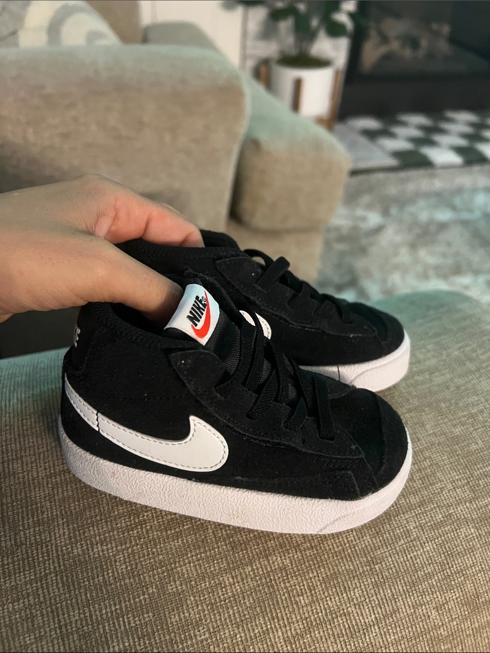 Nike Kids Black and White Mid-Top Sneakers